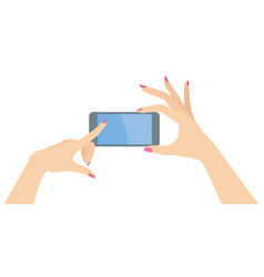 Woman Hands Holding Smart Phone Horizontally