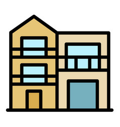 Modern Two Story House Icon Color Outline