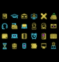 Tutor Teacher Icons Set Neon