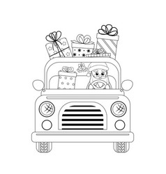 Coloring Page Santa Claus Is Driving Car