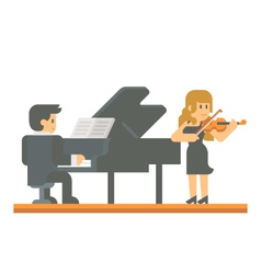 Flat Design Piano And Violin Duet