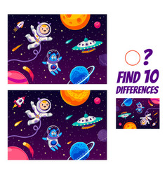 Find Ten Differences On Space Landscape Kids Game