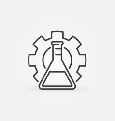 Flask Inside Gear Science Lab Concept Line Icon