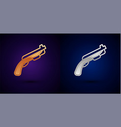 Gold And Silver Police Shotgun Icon Isolated