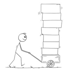 Person Pushing Cart With Boxes Cartoon Stick