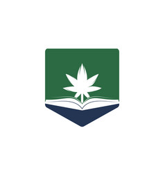 Book And Marijuana Symbol Logo Template