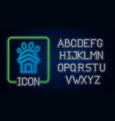 Glowing Neon Animal Shelter House Icon Isolated