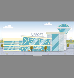 Modern Airport Building Exterior With Glass Walls