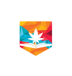 Book And Marijuana Symbol Logo Template