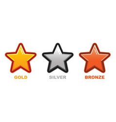 Collection Gold Silver And Bronze Star Medal Flat