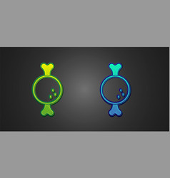 Green And Blue Chicken Leg Icon Isolated On Black