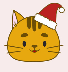 Red Cat In Cartoon Style In A New Year Hat