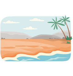 Sandy Beach With Palm Trees On Sea Landscape