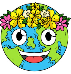 Earth Day With Flower Crown Cartoon Clipart