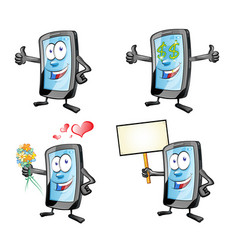 Set Of Funny Cartoon Smart Phone Set Clip Art