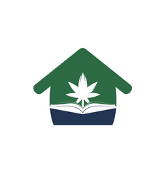 Book And Marijuana Symbol Logo Template