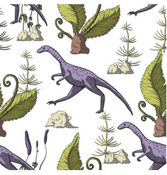 Compsognathus Dinosaur Seamless Pattern