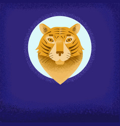 Head Of Tiger Over The Blue Moon Dark Violet