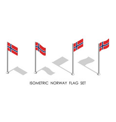 Isometric Flag Of Norway In Static Position