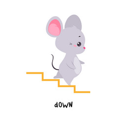 Little Grey Mouse Walking Down Staircase