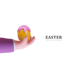 Realistic Hand Holds Painted Egg Easter Offer