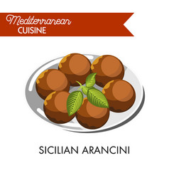 Sicilian Arancini With Natural Herb Served