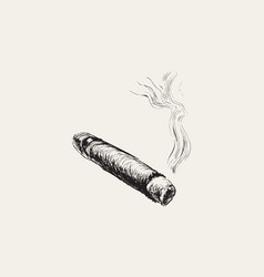 Smoking Cigar Hand Drawn Sketch