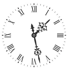 Elegant clock face with roman numerals and tick Vector Image