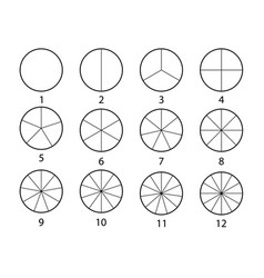 Fraction Mathematics Circle Segments Set Black