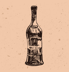 Hand Drawn Whiskey Bottle In Engraving Style Ink