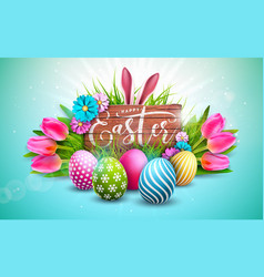 Happy Easter Holiday Design With Painted Egg