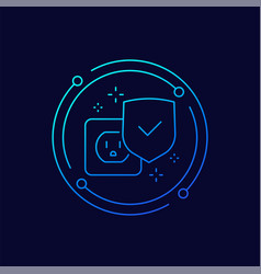 Surge Protection Line Icon With Shield