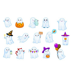 Halloween Kawaii Ghost Characters Funny Cute Boo