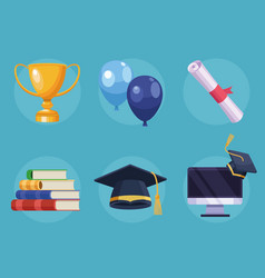 Six Virtual Graduation Icons