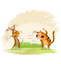 Tiger Snarls On Elk