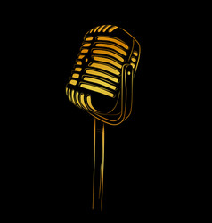 Classic Microphone Gold Golden Simple Doodle Hand