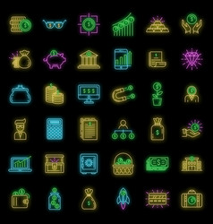 Millionaire Icons Set Neon