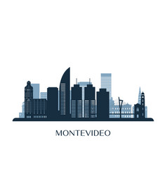 Montevideo Skyline Monochrome Silhouette