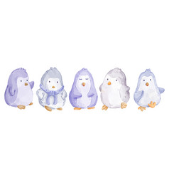 Watercolor Set Of Adorable Penguin For Your Design