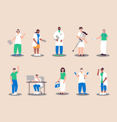 Medical Staff People Set In Flat Design Men And