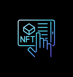 Nft And Tablet With Hand Linear Blue Icon