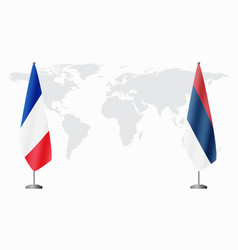 France And Civil Serbia Flags For Official Meeting