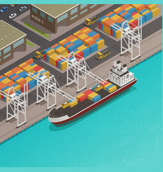 Freight Barges Harbor Wharf Isometric