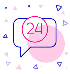 Line Telephone 24 Hours Support Icon Isolated On