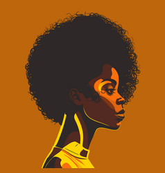 Big Curly Afro Natural Hair Black Woman Silhouette