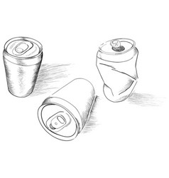 Soft Drink Can Simple Doodle Hand Draw Sketch Set