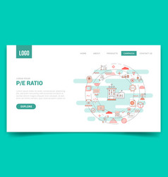 Pe Ratio Business Concept With Circle Icon