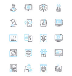 Portable Computer Linear Icons Set Laptop