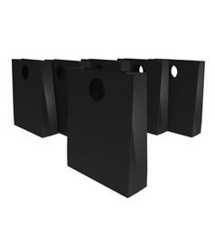 3d - Set Of Black Bags With Cut Out Handles