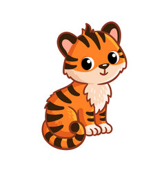 Cute Tiger Cub Sits On A White Background Baby